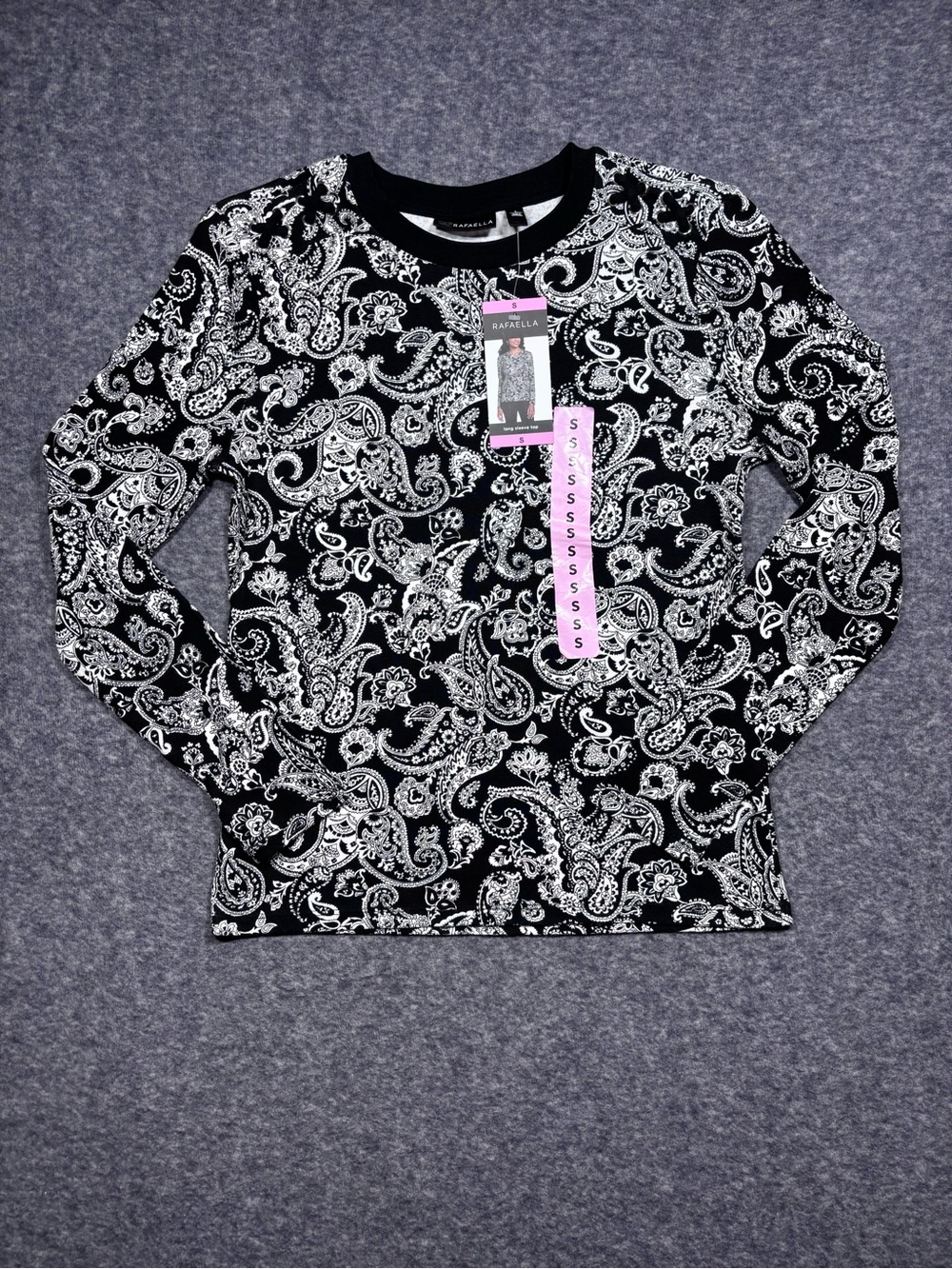 Rafaella Black and White Paisley Long-Sleeve Tee